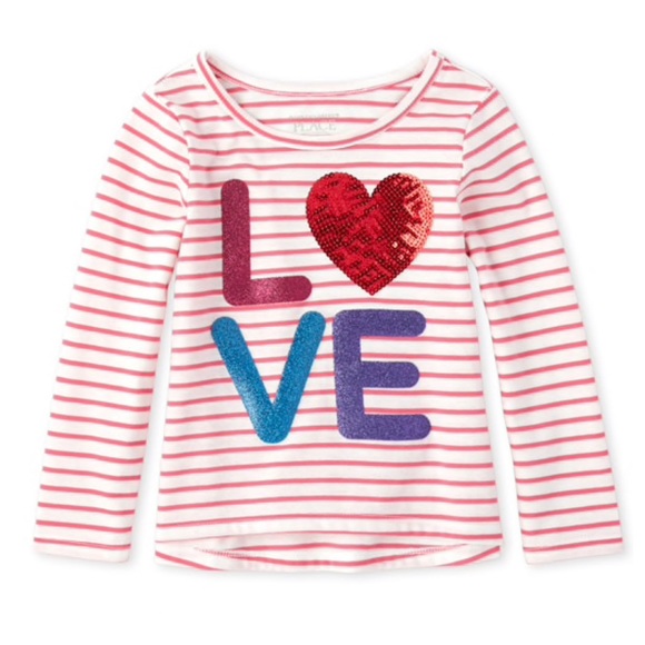 The Children's Place Other - NWT Girls White Heart Striped Long Sleeve Top 5T